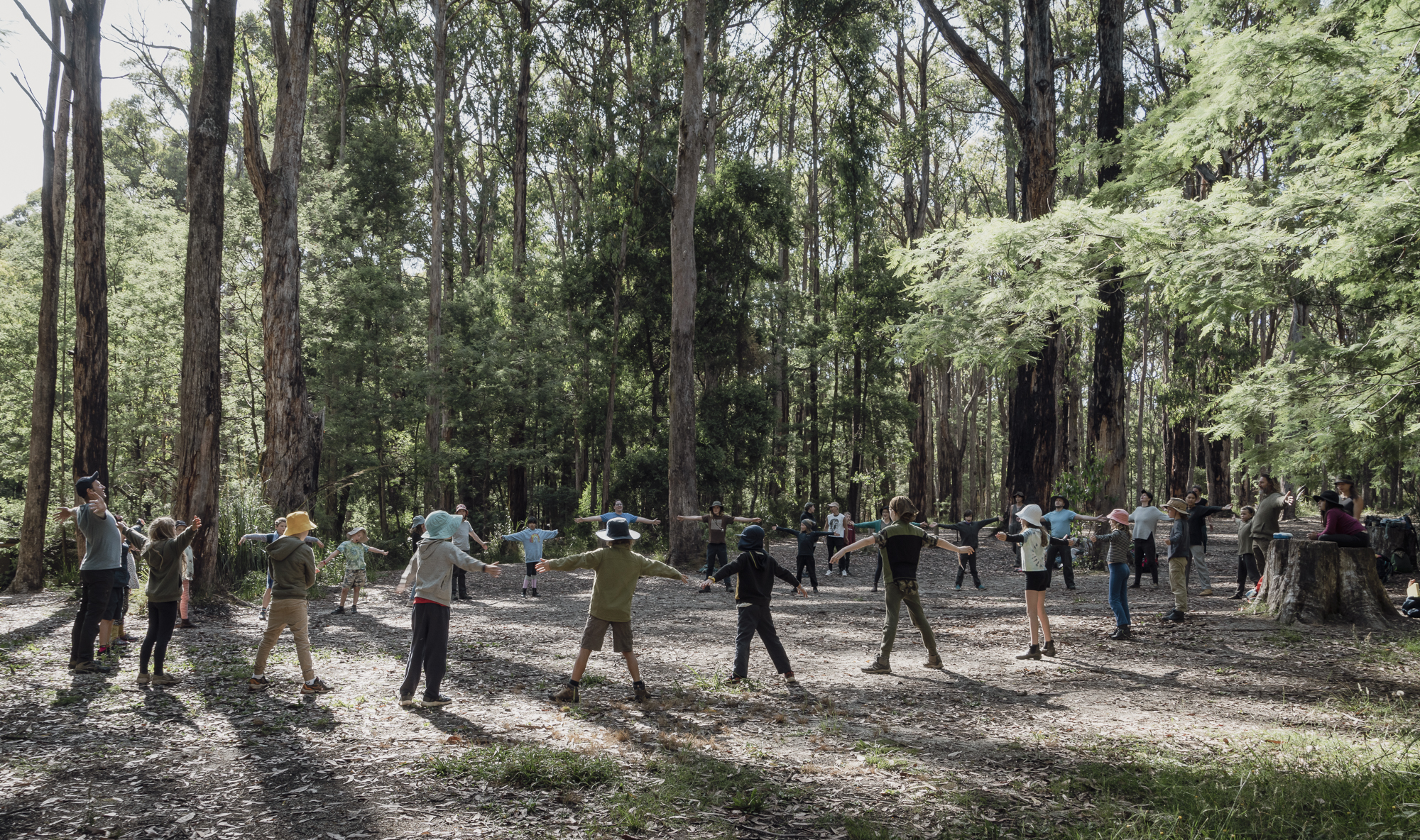 Kids with Firekeepers nature connection mentors